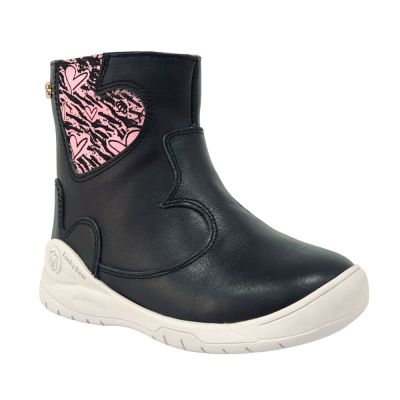 Zapato para Niñas Corazón Acolchado Negro